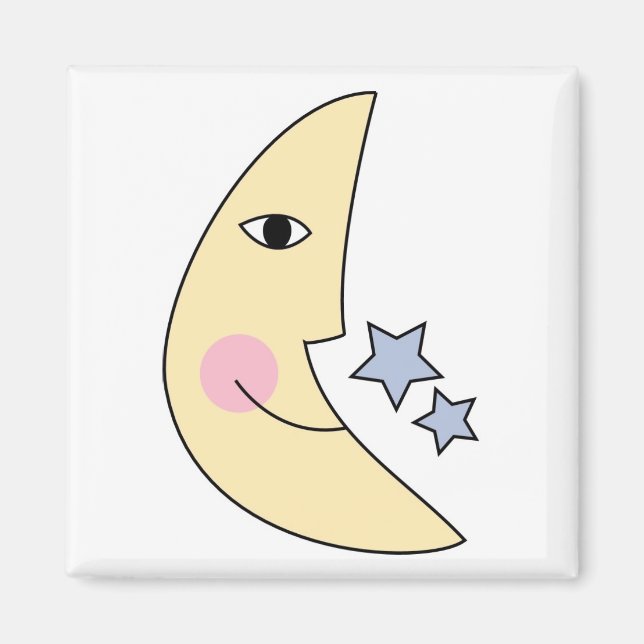 Cute Moon with Stars Magnet (Front)