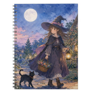 Cute Moonlight Witch Spiral Notebook