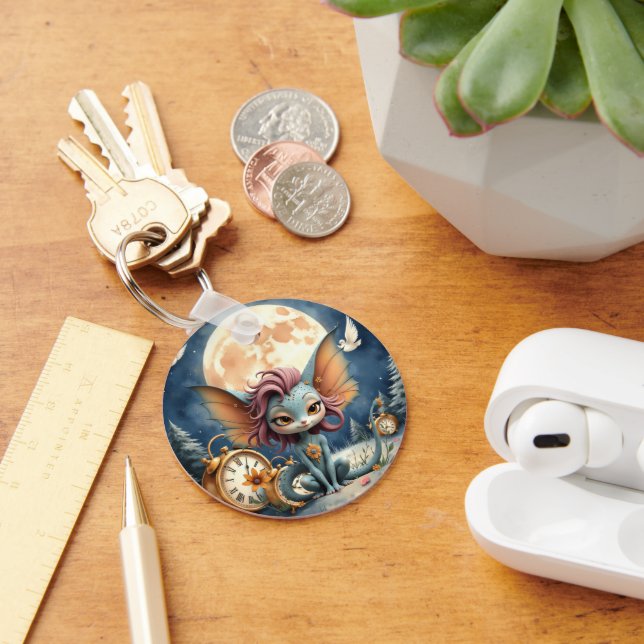 Cute Moonlit Fantasy Creature Key Ring (Desk)