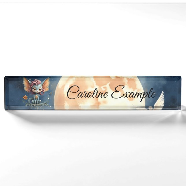 Cute Moonlit Fantasy Creature  Nameplate (Front)