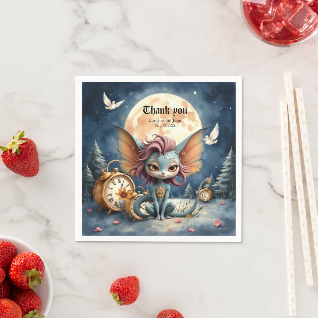 Cute Moonlit Fantasy Creature Napkin (Insitu)