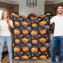 Cute Moonlit Jack-O-Lantern Pumpkins Halloween