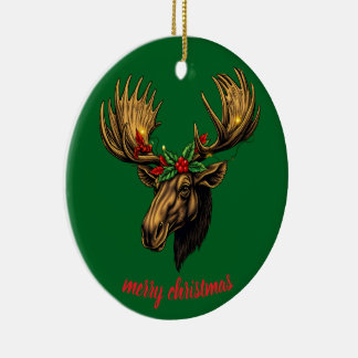 cute moose design ceramic ornament