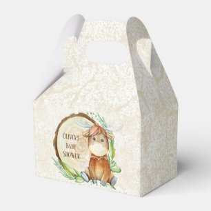 Cute Moose Greenery Wood Slice Baby Shower Custom Favour Box