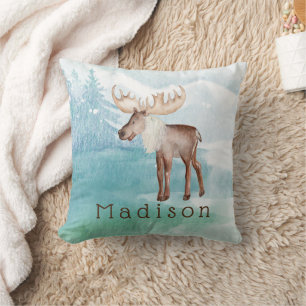 Cute Moose Personalised Holiday Cushion