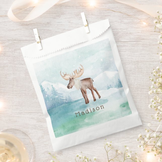 Cute Moose Personalised Holiday Favour Bag (Clipped)