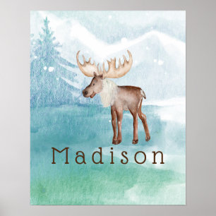 Cute Moose Personalised Holiday Poster