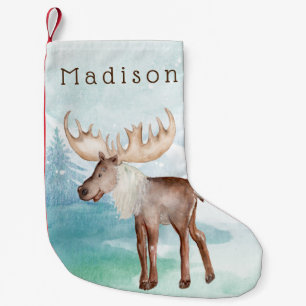 Cute Moose Personalised Small Christmas Stocking