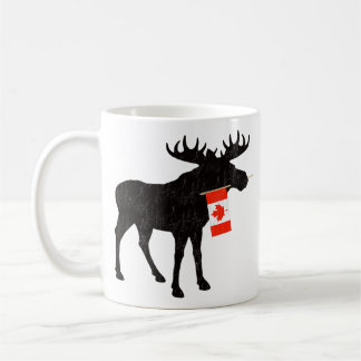 Cute Moose with Canadian Flag Coffee Mug