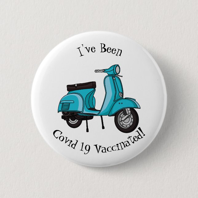 Cute moped motorcycle cartoon illustration 6 cm round badge (Front)
