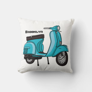 Cute moped motorcycle cartoon illustration cushion