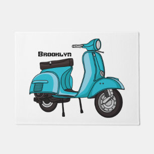 Cute moped motorcycle cartoon illustration doormat