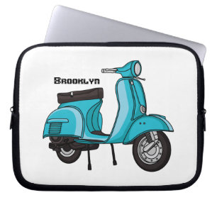 Cute moped motorcycle cartoon illustration laptop sleeve