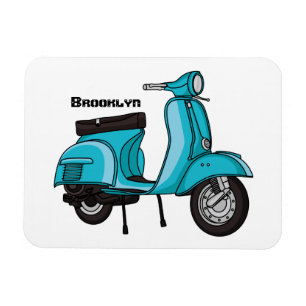 Cute moped motorcycle cartoon illustration magnet