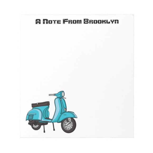 Cute moped motorcycle cartoon illustration notepad (Front)