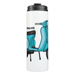 Cute moped motorcycle cartoon illustration thermal tumbler