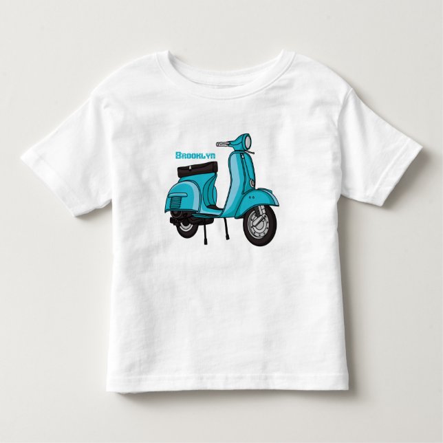 Cute moped motorcycle cartoon illustration toddler T-Shirt (Front)