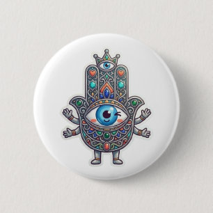 Cute Moroccan Amazigh Hamsa Evil Eye Kawaii Sticke 6 Cm Round Badge