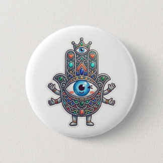 Cute Moroccan Amazigh Hamsa Evil Eye Kawaii Sticke 6 Cm Round Badge