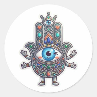 Cute Moroccan Amazigh Hamsa Evil Eye Kawaii Sticke Classic Round Sticker