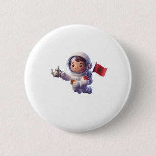 Cute Moroccan Astronaut Kawaii 3D Sticker 6 Cm Round Badge
