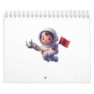 Cute Moroccan Astronaut Kawaii 3D Sticker Calendar
