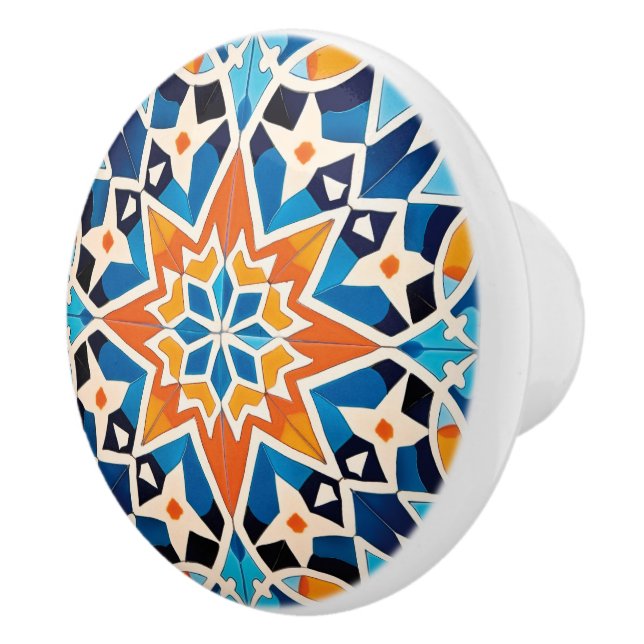 Cute Moroccan faux tile style  Ceramic Knob (Right)