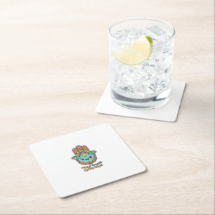 Cute Moroccan Kawaii Hamsa Hamsa Hand Sticker Square Paper Coaster