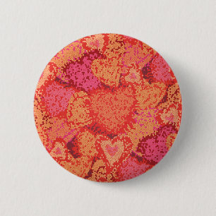 Cute mosaic hearts design 6 cm round badge