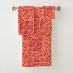 Cute mosaic hearts design bath towel set