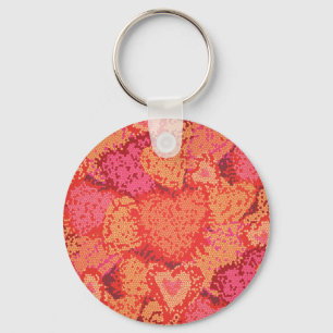 Cute mosaic hearts design key ring