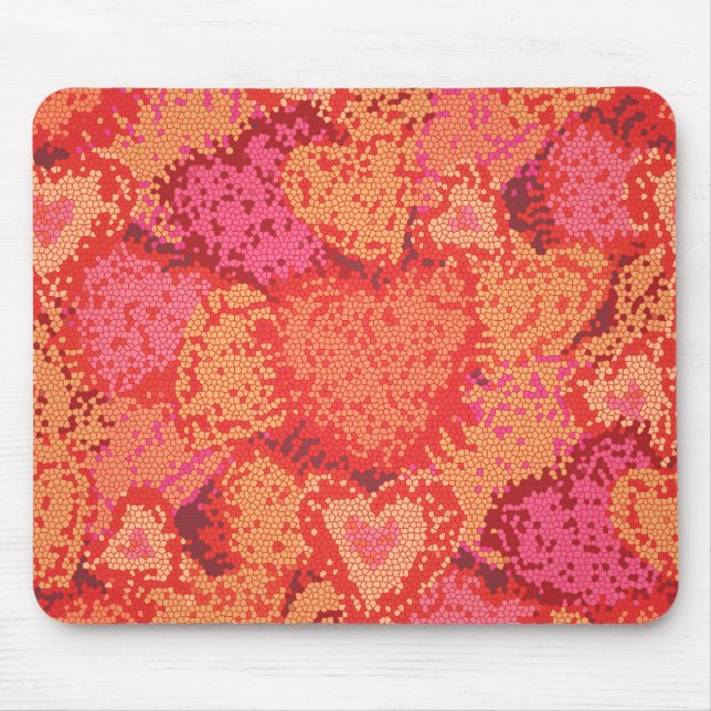 Cute mosaic hearts design mouse pad (Front)
