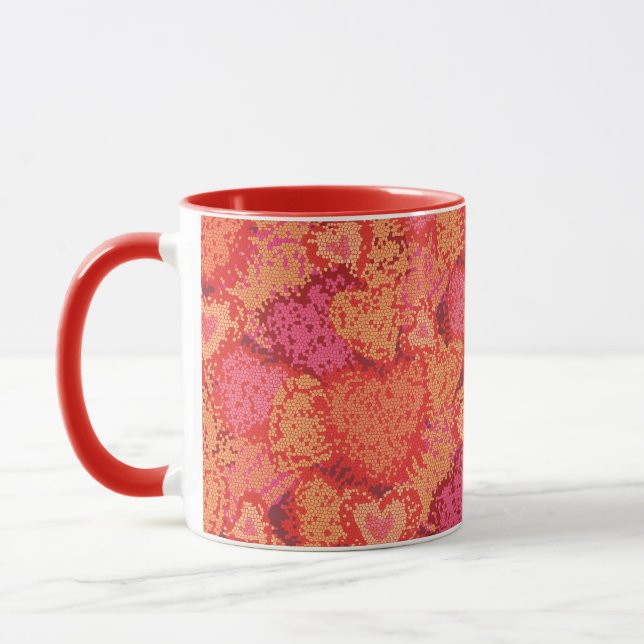 Cute mosaic hearts design mug (Left)