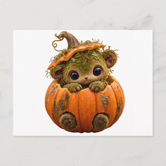 Cute Mossy Pumpkin Creature Postcard (Front)