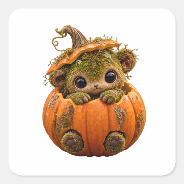 Cute Mossy Pumpkin Creature Sticker (Front)