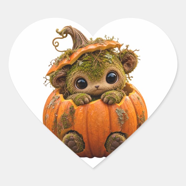 Cute Mossy Pumpkin Creature Sticker (Front)
