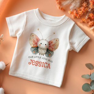 Cute Moth Watercolor Illustration Baby Name Pastel T-Shirt