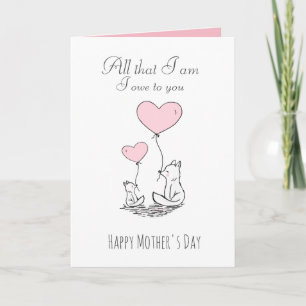 Cute Mother and Baby Fox Quote Mother's Day Card