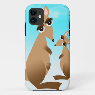 Cute mother and baby kangaroo iPhone 11 case