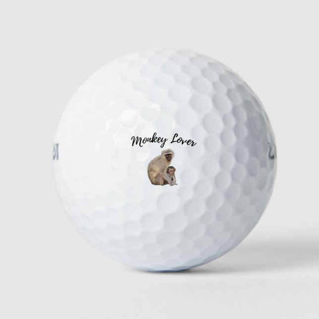 Cute Mother and Baby Monkeys Golf Balls (Front)
