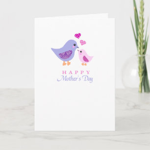 Cute mother and child birds mother's day card