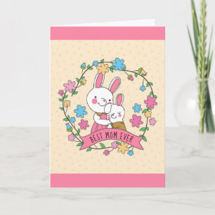 Cute Mother and Child Rabbits Mother's Day Card