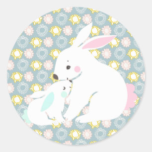 Cute mother & baby boy bunny stickers