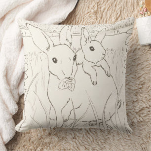 Cute Mother Baby Bunny Rabbits Cushion