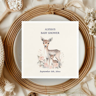 Cute Mother Baby Deer Baby Girl Shower Napkins