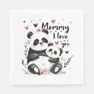 Cute Mother Baby Panda Napkin