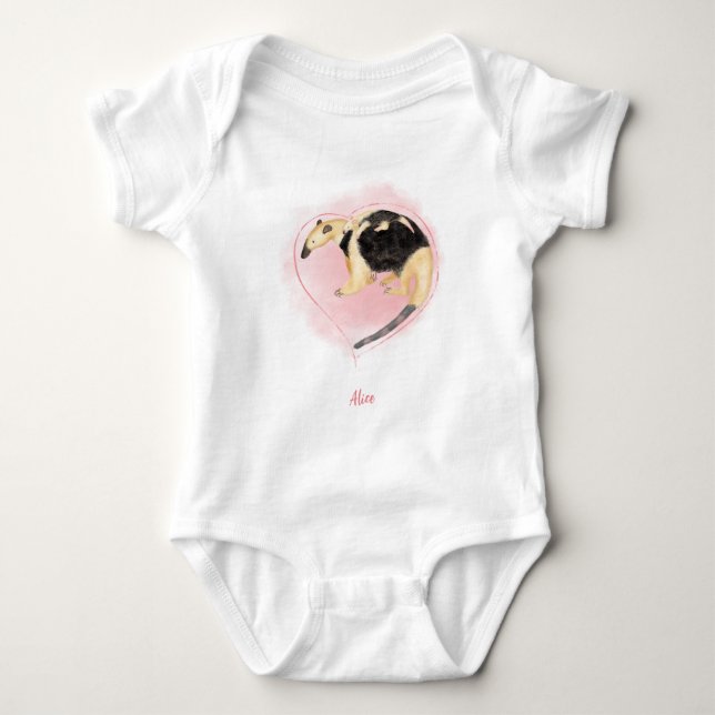 Cute mother & baby tamandua baby bodysuit (white) (Front)