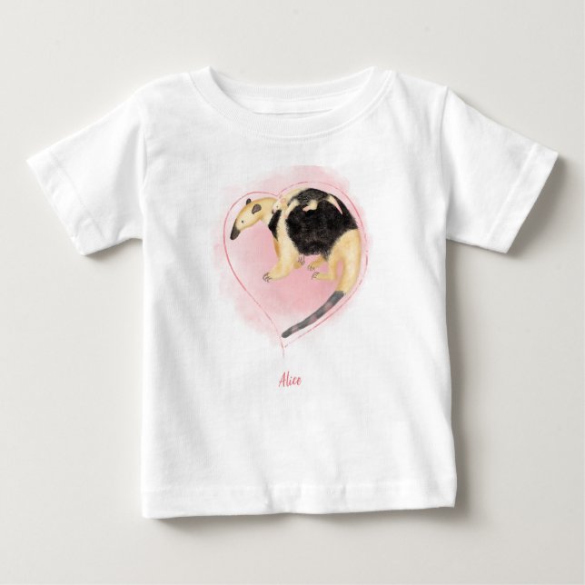 Cute mother & baby tamandua baby's T-shirt (white) (Front)