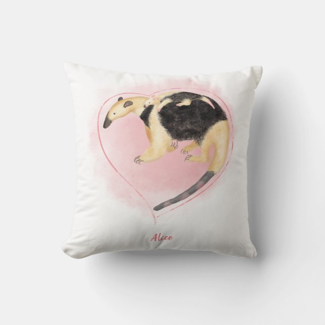 Cute mother & baby tamandua nursery cushion (Front)