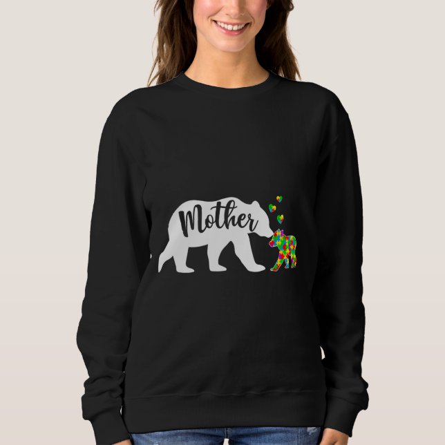 Cute Mother Bear Autism Awareness Family Support A Sweatshirt (Front)